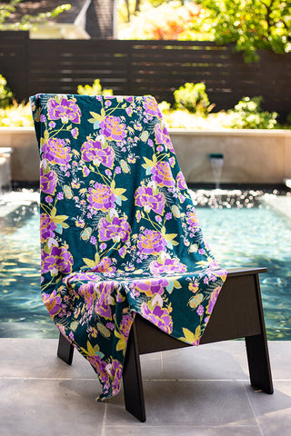 Floral Beach Towel • Greet the Guests Pattern - Bari J. Designs