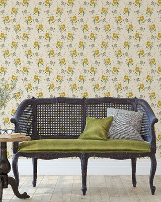 Grace Floral Wallpaper - lilac & lemon - Bari J. Designs