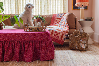 How to Slipcover an Ottoman - Ruffled Skirt - Fairview Avenue Fabrics