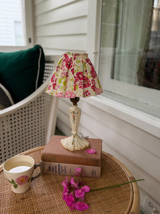 DIY: Pleated lampshade slipcover using "My Mother's Daughter" fabrics