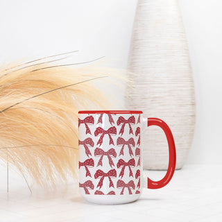 Holiday Bows Mug - 15oz. (Red + White)