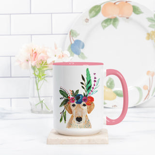 Yellow Labrador Mug - 15oz. (Pink + White)