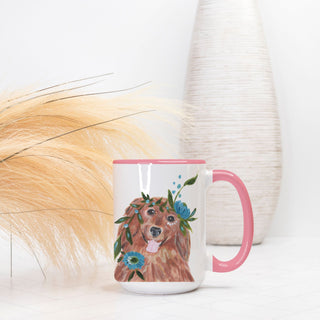 Golden Retriever Mug -  15oz. (Pink + White)