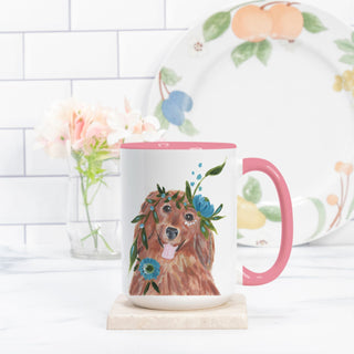 Golden Retriever Mug -  15oz. (Pink + White)