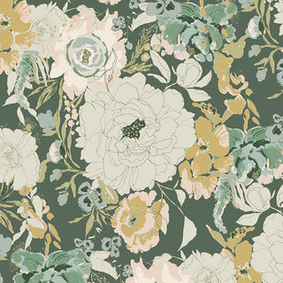 Charlotte's Garden Floral Wallpaper - Winter's Greens - Bari J. Designs