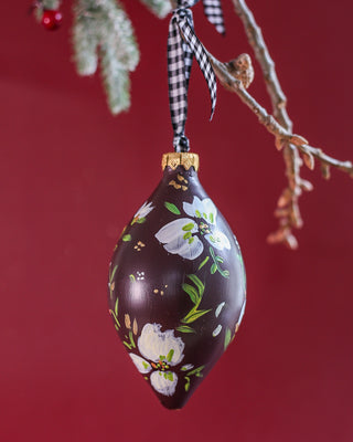 Hand-Painted Glass Christmas Ornament - Red Wine Onion Shape - Bari J. Designs