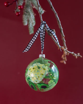 Hand-Painted Glass Christmas Ornament - Hydrangea - Bari J. Designs