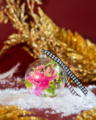 Hand-Painted Glass Christmas Ornament -Dancing Floral - Bari J. Designs