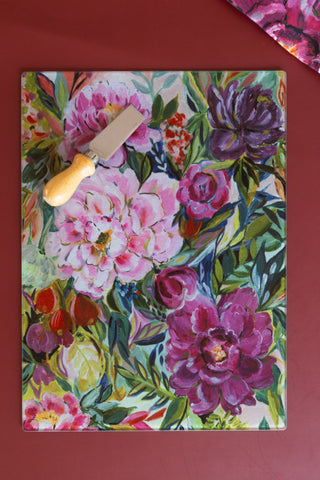 Floral Glass Cutting Board - When the Mood Strikes - Bari J. Designs