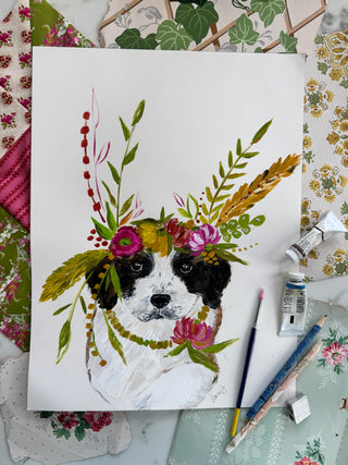 Floral Crowned St. Bernard Puppy
