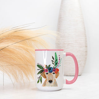 Yellow Labrador Mug - 15oz. (Pink + White)