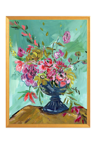 Flowers in a Blue Bowl • Floral Art Print - Bari J. Designs
