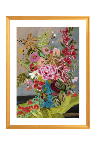 Flowers in Blue Vase • Floral Art Print - Bari J. Designs