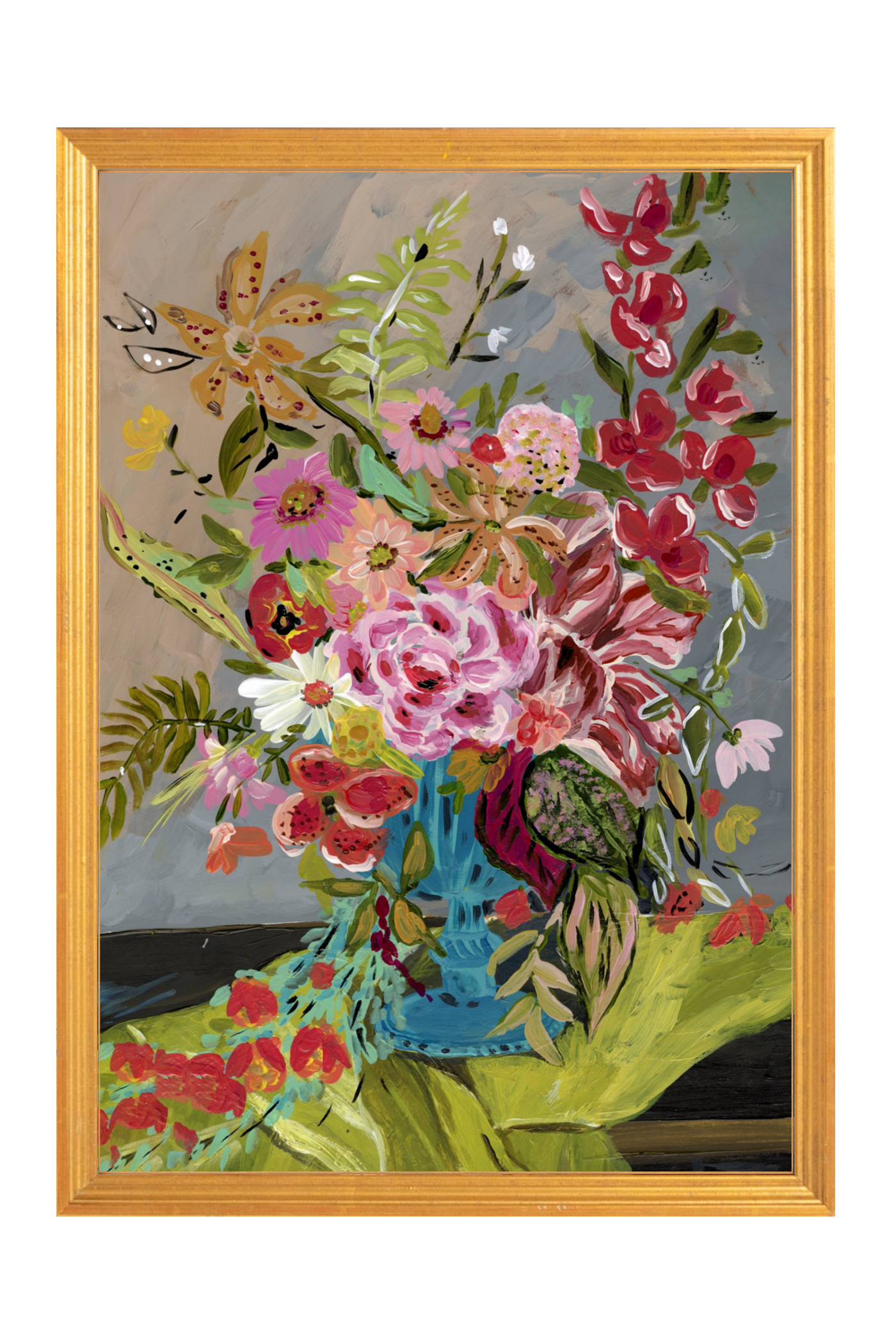 Flowers in Blue Vase • Floral Art Print – Bari J. Designs