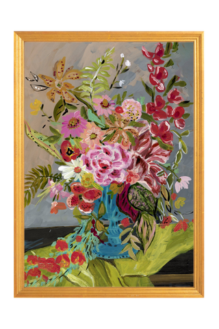 Flowers in Blue Vase • Floral Art Print - Bari J. Designs