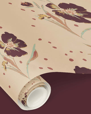 Grace Floral Wallpaper - Vintage Wine - Bari J. Designs